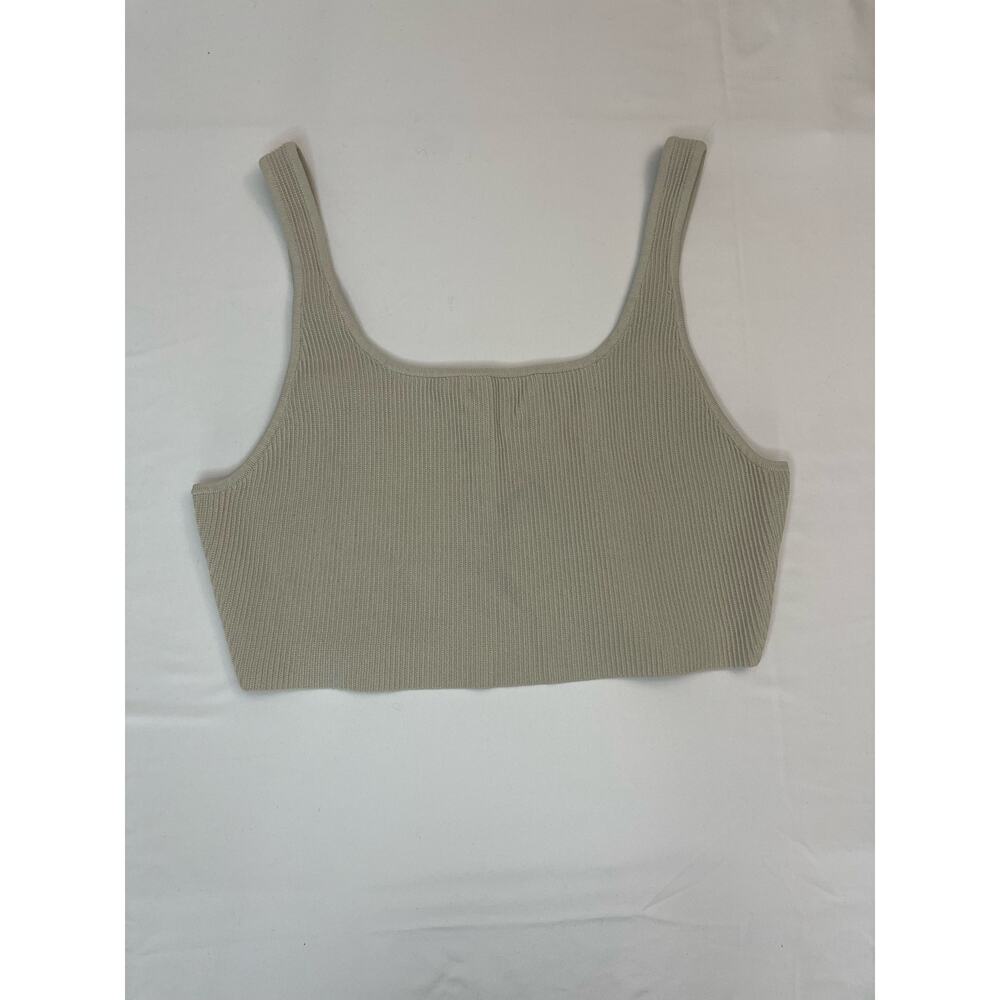 Babaton Sculpt Knit Square Neck Cropped Tank Matte Pearl Size 2XL Essential - Picture 2 of 14